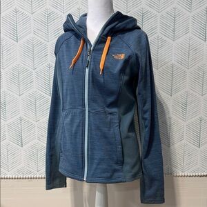 The North Face Women's Blue Hoodie with Orange Accents
